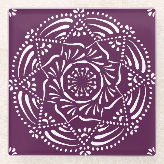Dessous-de-verre En Verre Mandala Blackberry (Devant)