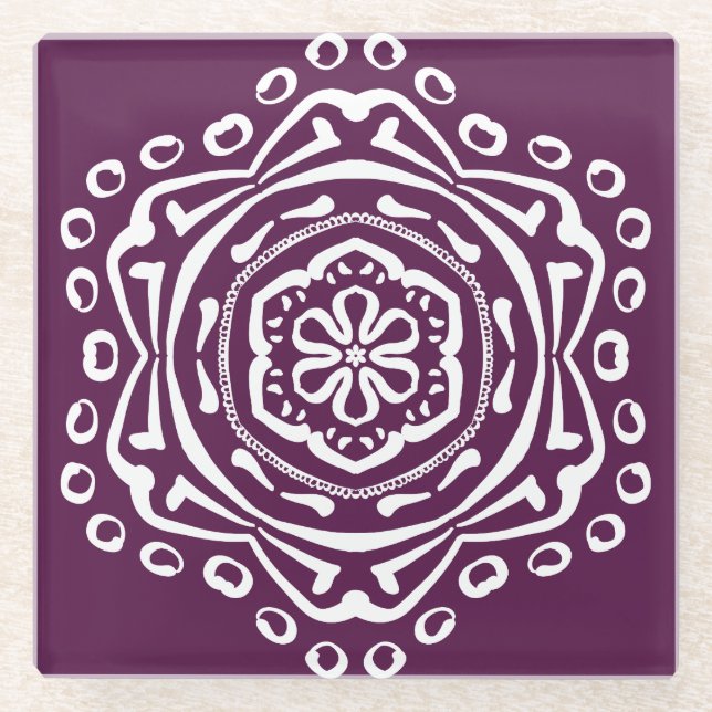 Dessous-de-verre En Verre Mandala Blackberry (Devant)