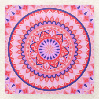 Dessous-de-verre En Verre Mandala rose boho motif géométrique vibrant d'amou