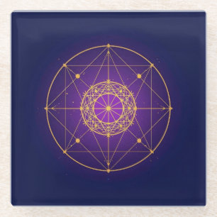 Dessous-de-verre En Verre Mandala Sacré Céleste – Géométrie Mystique