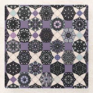 Dessous-de-verre En Verre Mandala vintage Floral : Coloré sans joint