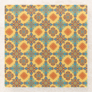 Dessous-de-verre En Verre Mandalas en jaune ambre