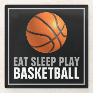 Dessous-de-verre En Verre Manger Sommeil Jouer Basket-Ball Artwork Motivatio