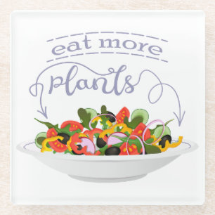 Dessous-de-verre En Verre Mangez plus de plantes frais motivation salade let
