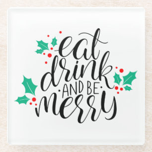 Dessous-de-verre En Verre Mangez un verre et soyez joyeux Design