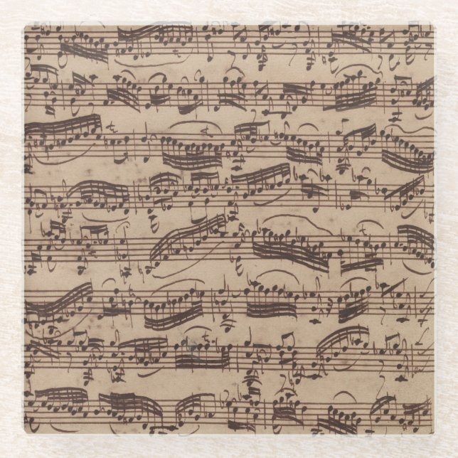 Dessous-de-verre En Verre Manuscrit Bach Musique Feuille Antique (Devant)