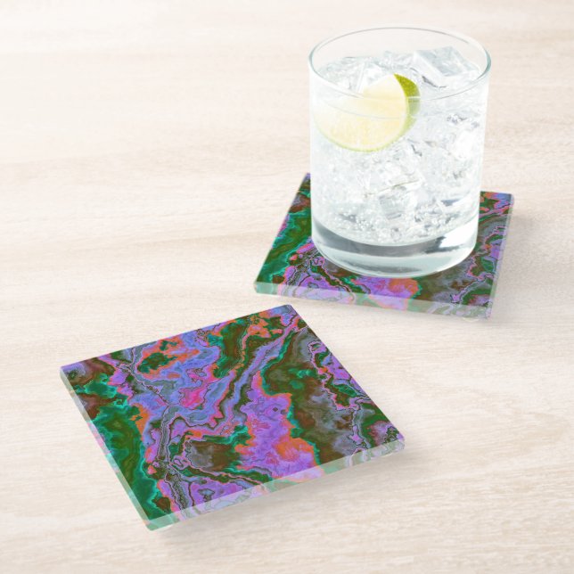 Dessous-de-verre En Verre Marbre aigre (Incliné)