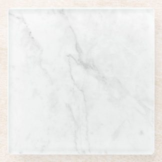 Dessous-de-verre En Verre Marbre Blanc