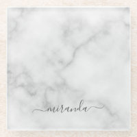 Marbre blanc de nom personnalisé de script moderne