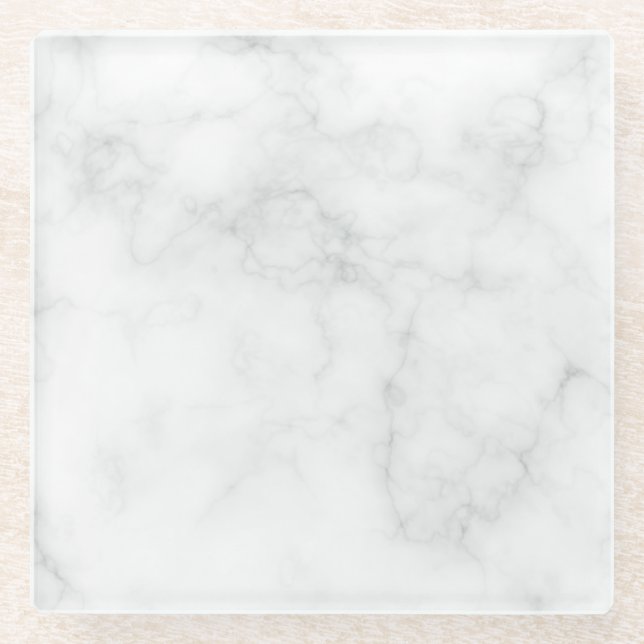 Dessous-de-verre En Verre Marbre Blanc Moderne (Devant)