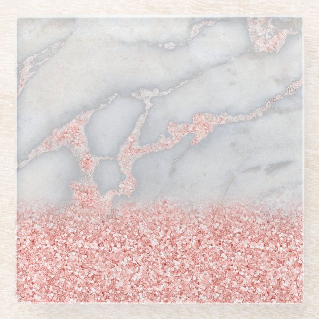 Dessous-de-verre En Verre Marbre bohème rose brillant (Devant)