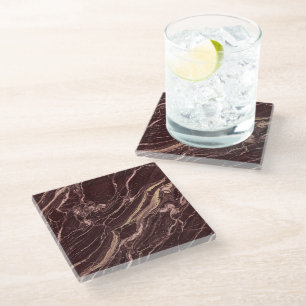 Dessous-de-verre En Verre Marbre de Bourgogne Élégance Luxueuse Esthétique M