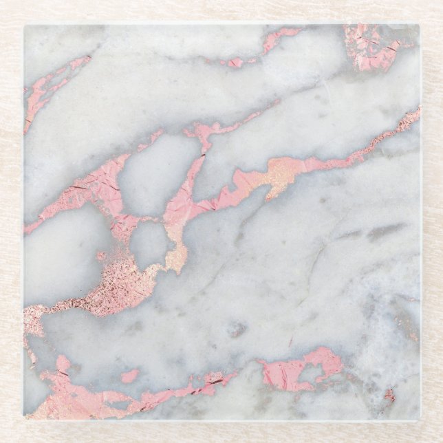 Dessous-de-verre En Verre Marbre de parties scintillantes de Rosegold de (Devant)