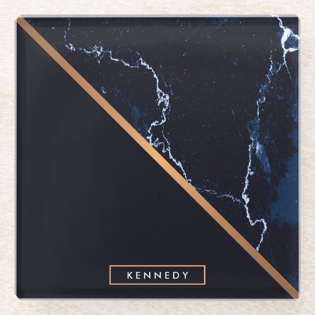 Dessous-de-verre En Verre Marbre foncé Abstrait (Devant)