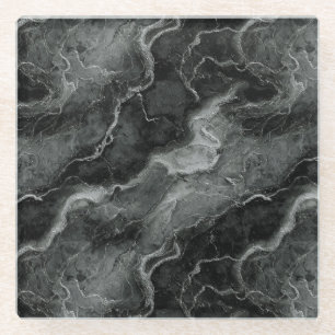 Dessous-de-verre En Verre MARBRE NOIR monochromatique