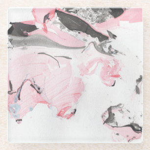 Dessous-de-verre En Verre Marbre noir rose : main tirée