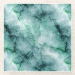 Dessous-de-verre En Verre Marbre - Texture semblable en vert menthe clair