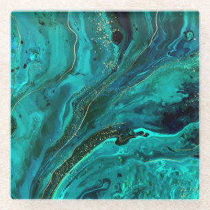 Dessous-de-verre En Verre Marbre vert & Or : Texture luxueuse