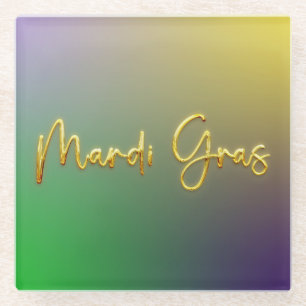 Dessous-de-verre En Verre Mardi Gras Jaune, Violet, Vert