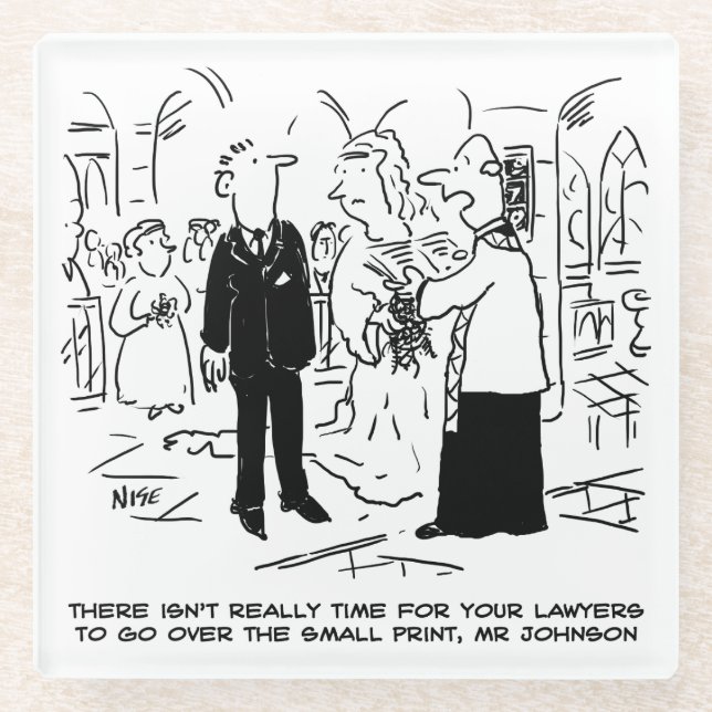 Dessous-de-verre En Verre Mariage à l'église Le Vicaire dit non aux avocats (Devant)