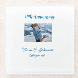 Dessous-de-verre En Verre Mariage Anniversaire ajouter nom année image texte