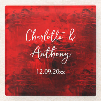 Dessous-de-verre En Verre Mariage Creative Abstrait Artwork rouge