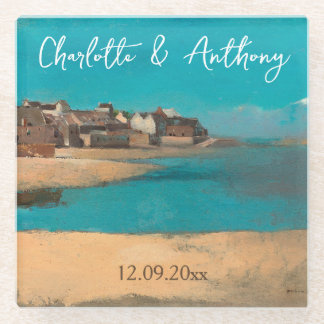 Dessous-de-verre En Verre Mariage Creative Village Sea Sky impressionniste