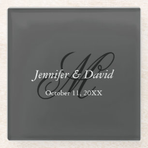 Dessous-de-verre En Verre Mariage de monogramme de calligraphie attirant