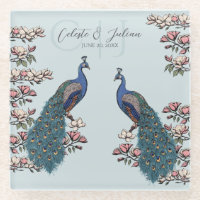 Mariage élégant paon floral bleu
