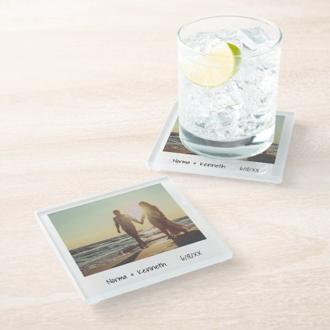 Dessous-de-verre En Verre Mariage instantané rétro unique (Incliné)