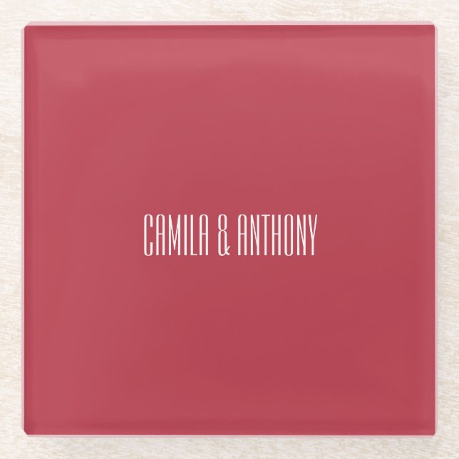 Dessous-de-verre En Verre Mariage rouge (Devant)