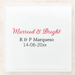 Dessous-de-verre En Verre Mariés & lumineux ajouter le nom du couple mariage