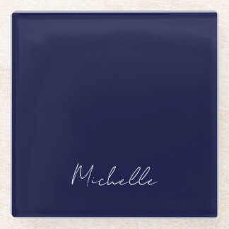 Dessous-de-verre En Verre Marine Bleu Couleur Plaque Moderne Nom Propre Call