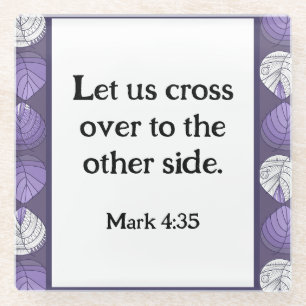 Dessous-de-verre En Verre Mark 4:35 Feuilles de tête de poisson Lilac