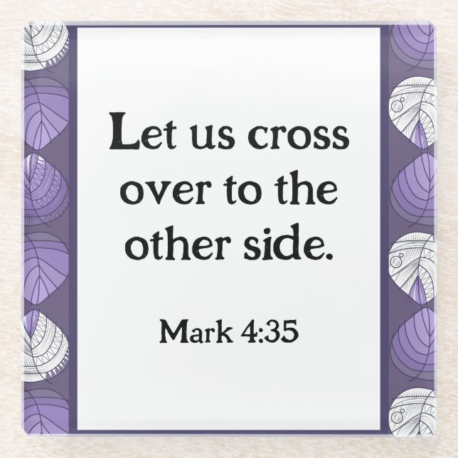 Dessous-de-verre En Verre Mark 4:35 Feuilles de tête de poisson Lilac (Devant)