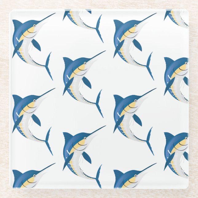 Dessous-de-verre En Verre Marlin Bleu 2  (Devant)