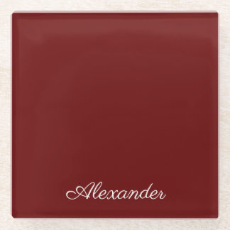 Dessous-de-verre En Verre Maroon Bourgogne Rouille Rouge Solide couleur