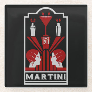Dessous-de-verre En Verre Martini vintage Art déco