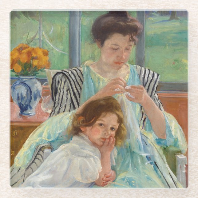 Dessous-de-verre En Verre Mary Cassatt - Jeune mère coudre (Devant)