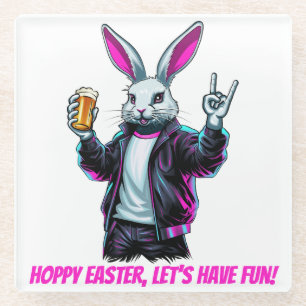 Dessous-de-verre En Verre Mauvais lapin de Pâques ! Joyeuses Pâques, amusons