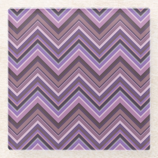 Dessous-de-verre En Verre Mauve zigzag stripes (Devant)