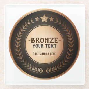 DESSOUS-DE-VERRE EN VERRE MÉDAILLE BRONZE CHAMPION DIY IMPRESSION PERSONNALI