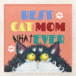 Dessous-de-verre En Verre Meilleur Cat Maman jamais Amoureux de les chats