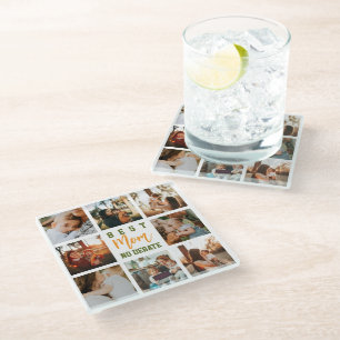 Dessous-de-verre En Verre Meilleur Maman Mignon Tendance Collage Bureau Dess