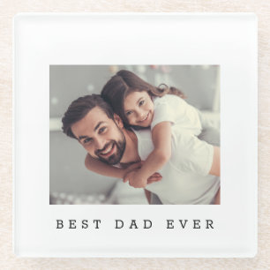 Dessous-de-verre En Verre Meilleur Papa Personnalisé avec Photo Personnalisé