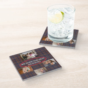 Dessous-de-verre En Verre Meilleure Grand-mère Police Blanche 4 photos Fond 