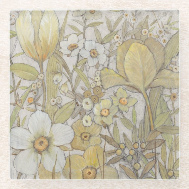 Dessous-de-verre En Verre Mélanger la flore (Devant)