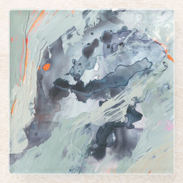 Dessous-de-verre En Verre Mer polyphonique - Bleu (Devant)