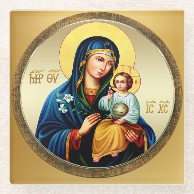 Dessous-de-verre En Verre Mère de Dieu, vierge Marie (Devant)