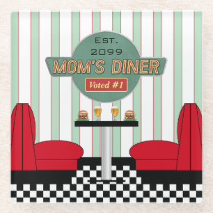 Dessous-de-verre En Verre Mère Retro Diner avec Burgers & Bière
